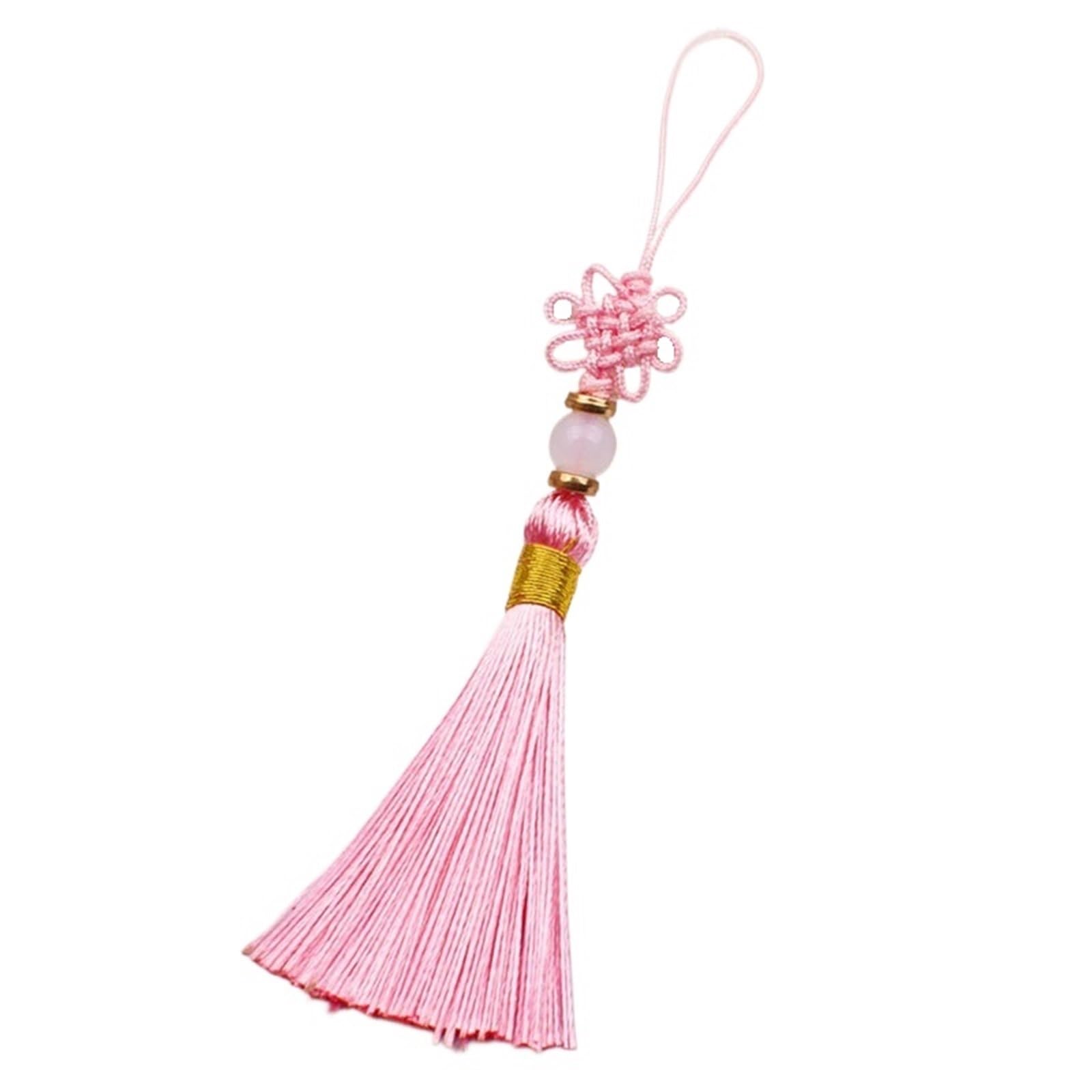 Mini Tassels 30Pcs Small Chinese Knots Craft Tassels Handmade Silky Mini Beaded Tassels for Jewelry Making DIY Earring Bookmark Supplies for Crafts(Pink)