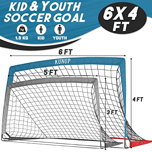 Kunup Portable Kid Soccer Goal Net 9X5Ft Large Folding Soccer Goal Net For Backyard With Carrying Bag For Youth And Adult… (6X4Ft, Blue+Red) #TOP6