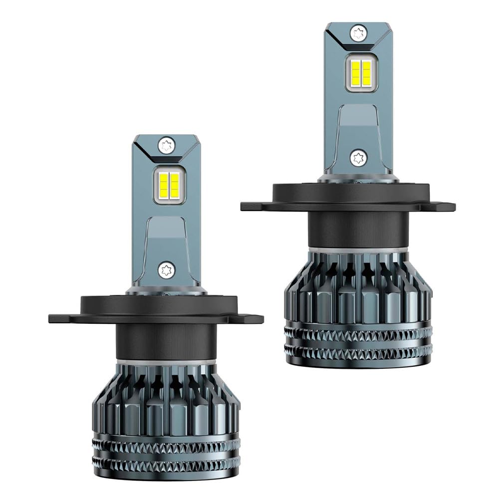 KRAWEHL - Estuche 2 Bombillas de Faro LED Halógenas H-4 - Luz Brillante y Blanca - 12/24 V - 100% Homologada - Bombilla para Coche, Moto y Camión - Luces de Carretera, Cruce, Antiniebla o Diurna