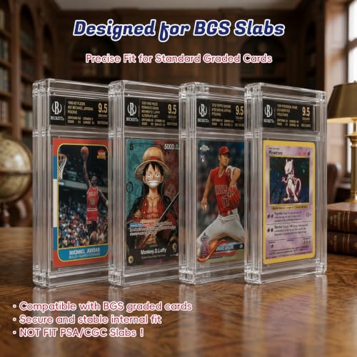 Image of BGS Slab Protector, BGS Slab Guard & Acrylic Graded Card Display for BGS | 1-inch Thick Acrylic BGS Slab Case with Magnetic Lid, Rounded Corners and Crystal-Clear Display, fits BGS Graded Card Slabs
