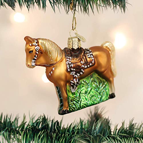 Old World Christmas Selection of Horses Glass Blown Ornaments for Christmas Tree Western, Brown, 3inch x 3. 5inch x 1inch - Image 2
