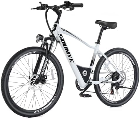 Soumye Electric Mountain Bike for Adults 26" Step-Thru/Over Ebike for Men Women with 350W Motor, 36V 10Ah Built-in Battery, 4 Riding Modes & 40Miles 20MPH