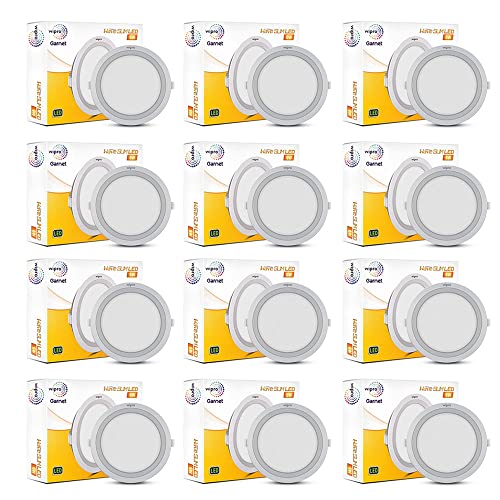 Image of Wipro Garnet 6W Round LED Wave Panel Light for Ceiling | Warm White Light (3000K) | Ultra-Slim Design | Recessed Down Light for False Ceiling |POP Ceiling Light | Cutout - 100mm | Pack of 12