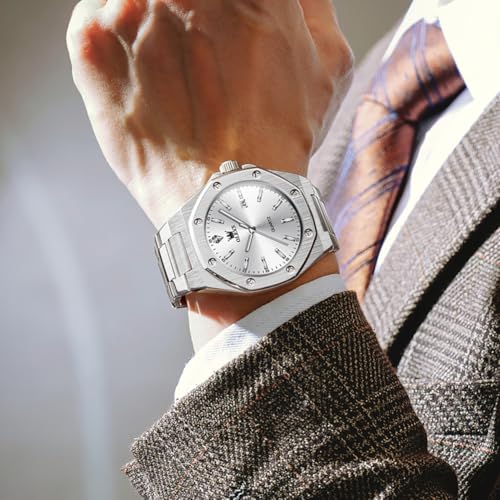 Image of OLEVS Watches for Men Stainless Steel Business Dress Large Easy to Read Analog Watch Waterproof Luminous Casual Luxury Men Watch