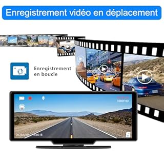 AWESAFE Carplay Voiture & Android Auto,10,26” Écran Carplay avec Dashcam Avant 4K, Caméra Arrière 1080P Inclus, Commande Vocale, BT/GPS/FM/AUX