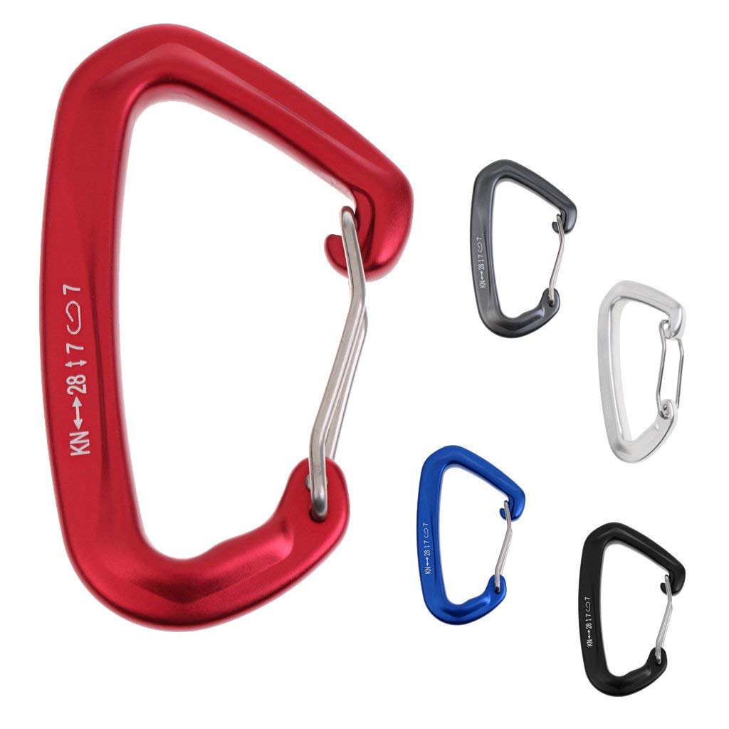 5 piezas 28 KN alambre puerta mosquetón gancho llavero Quickdraw para deportes al aire libre escalada alpinismo alpinismo descenso