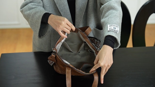 Bolso Tote para mujer, cuero vegano y paja miniatura 7
