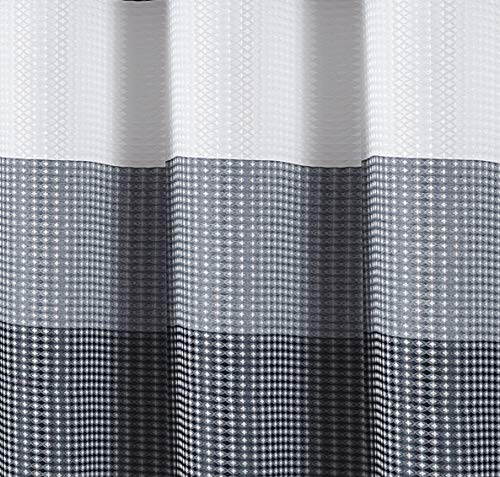 Waffle Weave Ombre Striped, Hotel Quality Waterproof & Machine Washable Heavy Duty White Shower Curtain Bathroom Curtain Shower Curtain Set For Bathrooms 70 X 72 Inch Long Shower Curtains In Navy Blue #TOP1