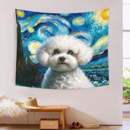 Tapiz de pared de 150x200cm KaleidoKit con diseño de perros 3D para divisor de habitaciones de fondo
