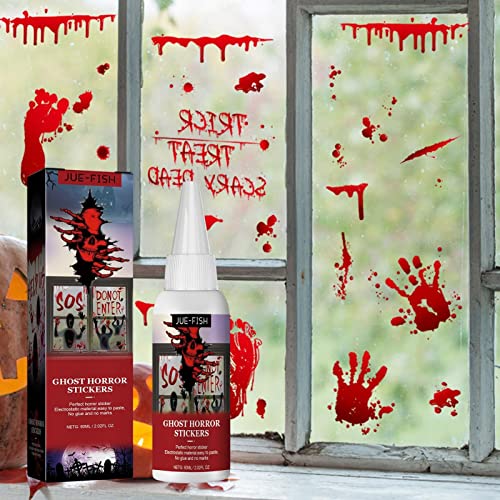 5 Pcs Halloween bloedige decoraties stickers,60ml Halloween DIY Bloody Handafdruk Footprint Window Clings - Enge feestartikelen voor spookhuisrekwisieten Dobooo - Afbeelding 4