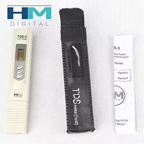 HM DIGITAL TDS Meters TDS-3 Handheld Temperature TDS ( PPM ) Tester, 0 - 9990 ppm, 1 ppm Resolution, +/- 2% Readout Accuracy Testing Water Quality For Hydroponics Aquariums Pools Drinking etc