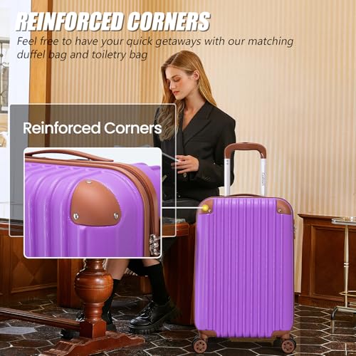 Image of Cosbarn Luggage Sets 5 Piece Suitcases with Wheels, Suitcase Set ABS Hard Case Luggage with TSA Lock Spinner Wheels Durable Travel Luggage