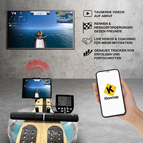 FitEngine klappbares Wasser-Rudergerät 1.0 | Premium-Qualität - aus 100% Eschenholz | Kompatibel mit Kinomap-App | Mit… – Bild 5