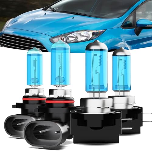 TTDBDAN Headlights Fit for Ford Fiesta 2011-2013 Halogen Headlight Bulbs,9005/HB3/H10 High Beams+ H11B Low Beams Bright Front Lights,Plug And Play,Pack of 4