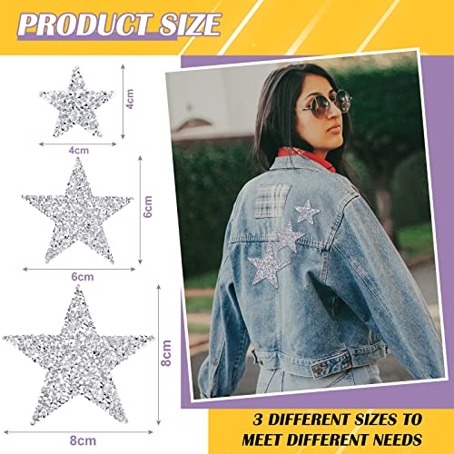 Syhood SYHOOD-ADESIVO STELLA-87 24 Pieces Star Patches Iron On Patches Star Appliques Rhinestone Adhesive Sequin Star Patches Glitter Star Patches Appliques thumb #1