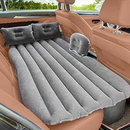 Car Inflatable Bed - Back Seat Car Mattress with Air Pump & 2 Pillows - Portable Travel Air Bed for Kids & Camping - Universal Fit for SUV, Sedan & Minivan Multi-Color(Black,Beige,Grey)