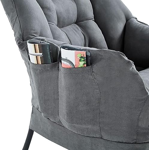 Sillón reclinable amplio con terciopelo Amarillo miniatura 6