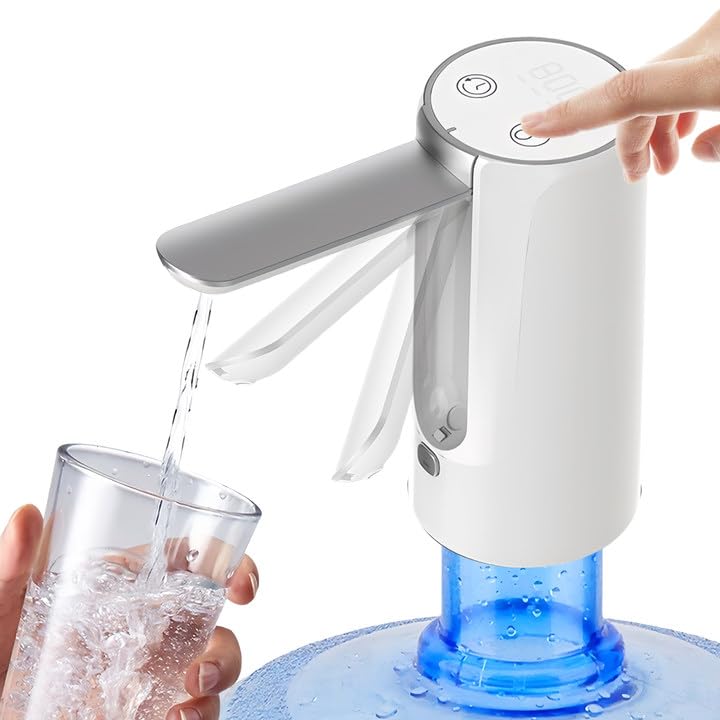Bomba para botellas de agua: carga USB, bomba automática de agua potable con pantalla LCD, dispensador de agua eléctrico portátil, 3 caudales de agua fijos para el hogar, oficina, cocina,