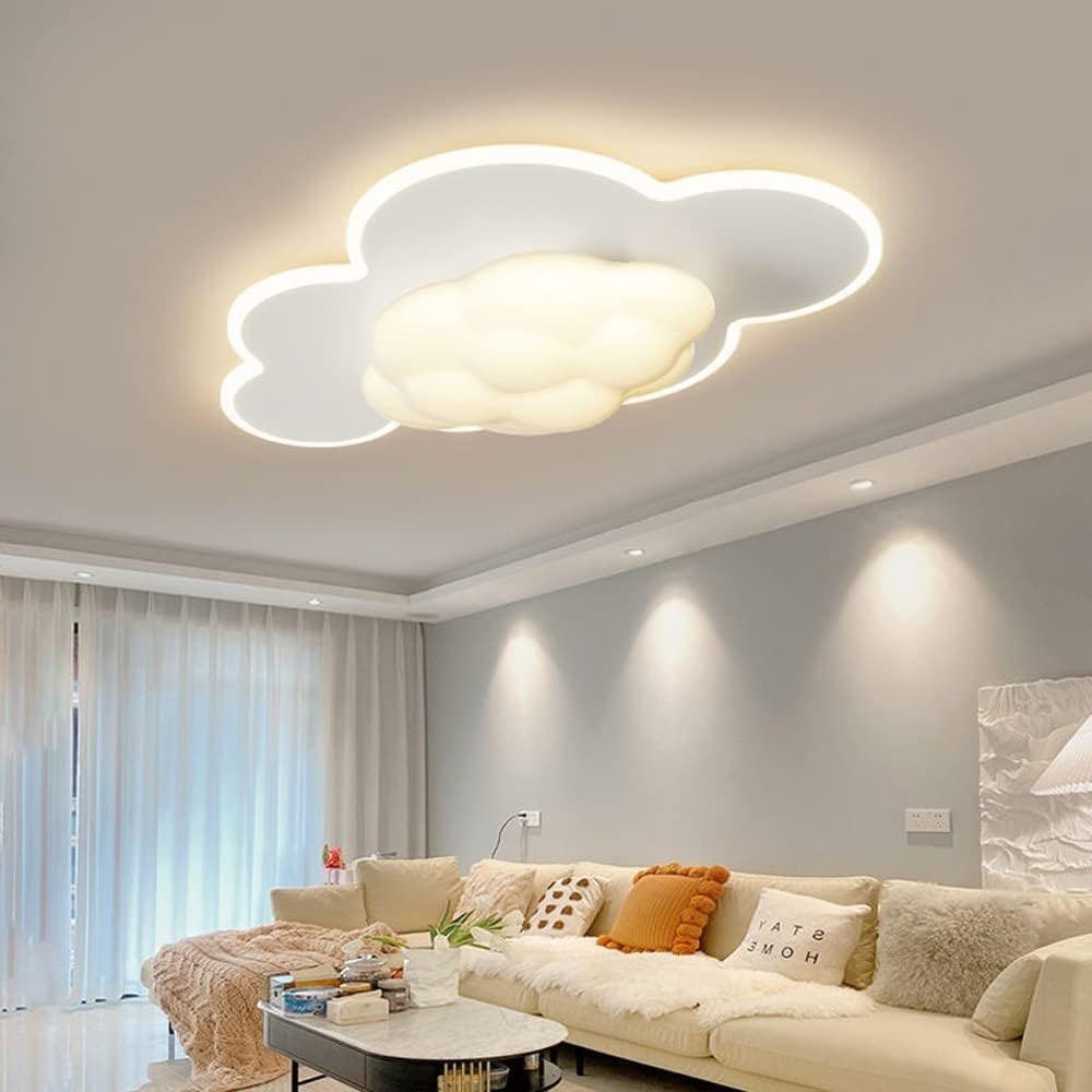 Internal Wall Lights Modern 50W Nordic Cloud LED Flush Mount Ceiling Light Baby Room Cartoon Ceiling Lamp with Acrylic Shade for Girls Bedroom,Kids Room,Children Bedroom