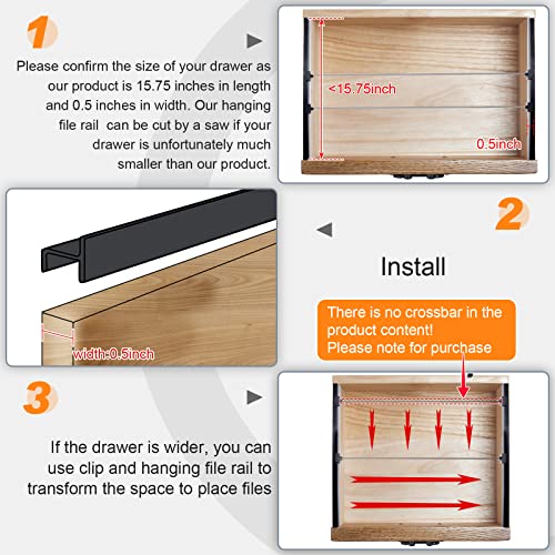 2 Pieces Hanging File Rail For 0.5 Inch Drawer Sides And 14 Pieces Plastic File Rail Clip Drawer File Rails Hook Hanging Folder Clips For File Drawer Holder Organizer #TOP4