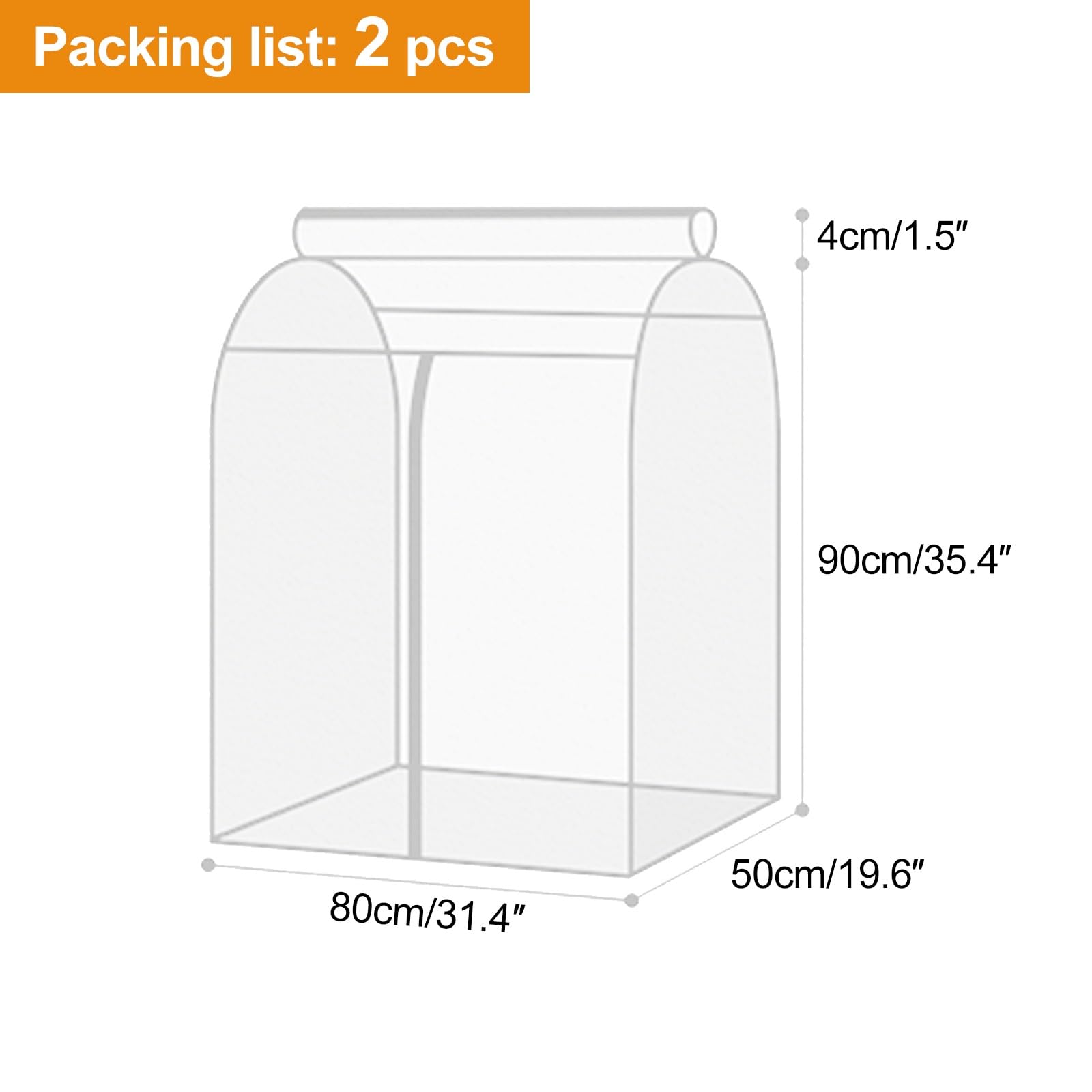 2 PCS Copriabiti da Armadio, custodie per Abiti Porta Abiti traslucide satinate Borsa Porta Abiti con Cerniera for Appendere Camicie, Cappotti, Abiti, Abiti(80x50x90cm/31x20x35in)
