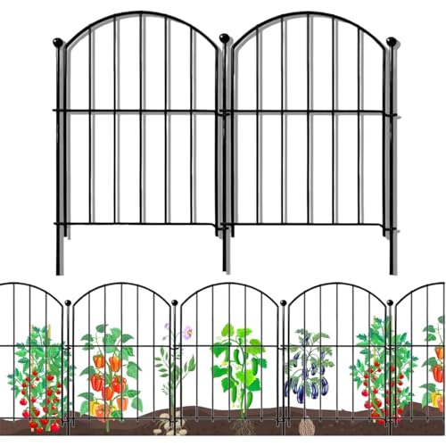 Image of ecofynd 2ft(H) X 11ft(L) Decorative Garden Fence, 10 Pack Dig Fence Animal Barrier for Dog, Arched Flower Bed Edging, Wire Border Panel for Dogs, Rabbits, Landscape Patio Yard Outdoor Decor, GF4