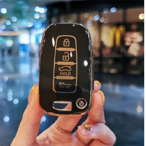 For Car - 4 Buttons Car Key Case Cover For KIAs EQUUS 2012 OPTIMAs K5 2011 Forte Opirus Rohens Ix 35 2012 SOUL Sorentos MOHAVE Borrego Shuma (black shell)