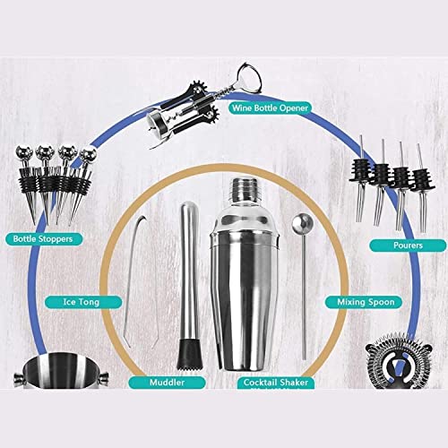 Kit de bartender con soporte, 15 piezas coctelera acero inoxidable miniatura 4