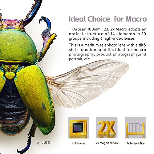 Ttartisan 100Mm F2.8 Tilt-Shift Macro 2X Full Frame Camera Lense Compatible With With Fuji X Mount Cameras X-A1、X-A10、X-A2、X-A2、X-A3、X-A5、X-A7、X-M1、X-M2、X-H1、X-T1、X-T10、X-T2 #TOP1