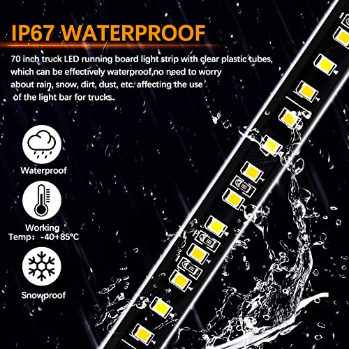 Amexmart Truck Led Running Board Lights 70 Inch Sequential Amber Led Side Marker Light With White Courtesy Light & Sequential Amber Turn Signal Lighting Strips For Pickup Trucks Cars Suv #TOP3