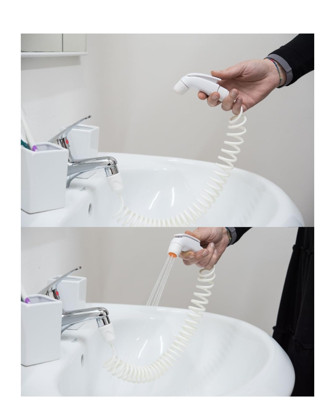 Douche pour bidet Hello Bidet Travel, Bidet portable pour l’hygiène intime, Se connecte au robinet, À la maison et en voyages, Adaptateur de voyage Addy inclus, Produit italien