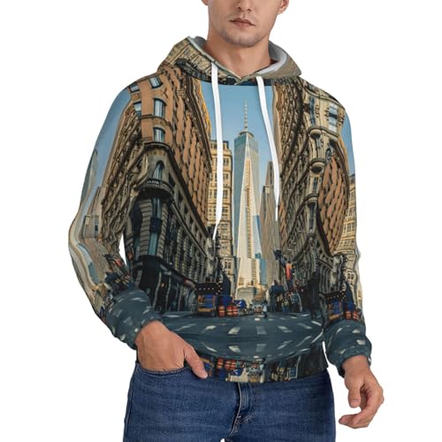 Sweat à capuche imprimé New York douillet en polaire épaisse pour homme