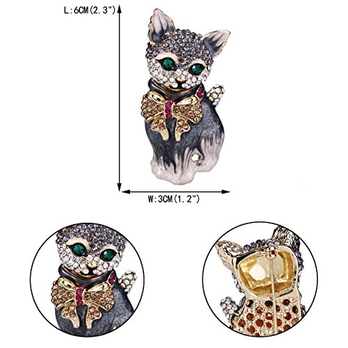 Image of EVER FAITH Austrian Crystal Lovely Plump 3D Bowknot Cat Brooch Enamel Pet Animal Kitten Brooches Dress Suit Sweater Scarves Accessoriesfor Women