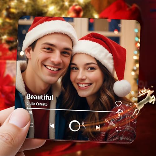 Custom Music Fridge Magnet Personalised Gifts for Women Men Spotify Plaque Magnetic Photo Frames for Fridge Valentines Wedding for Him Her Wife Husband Couple