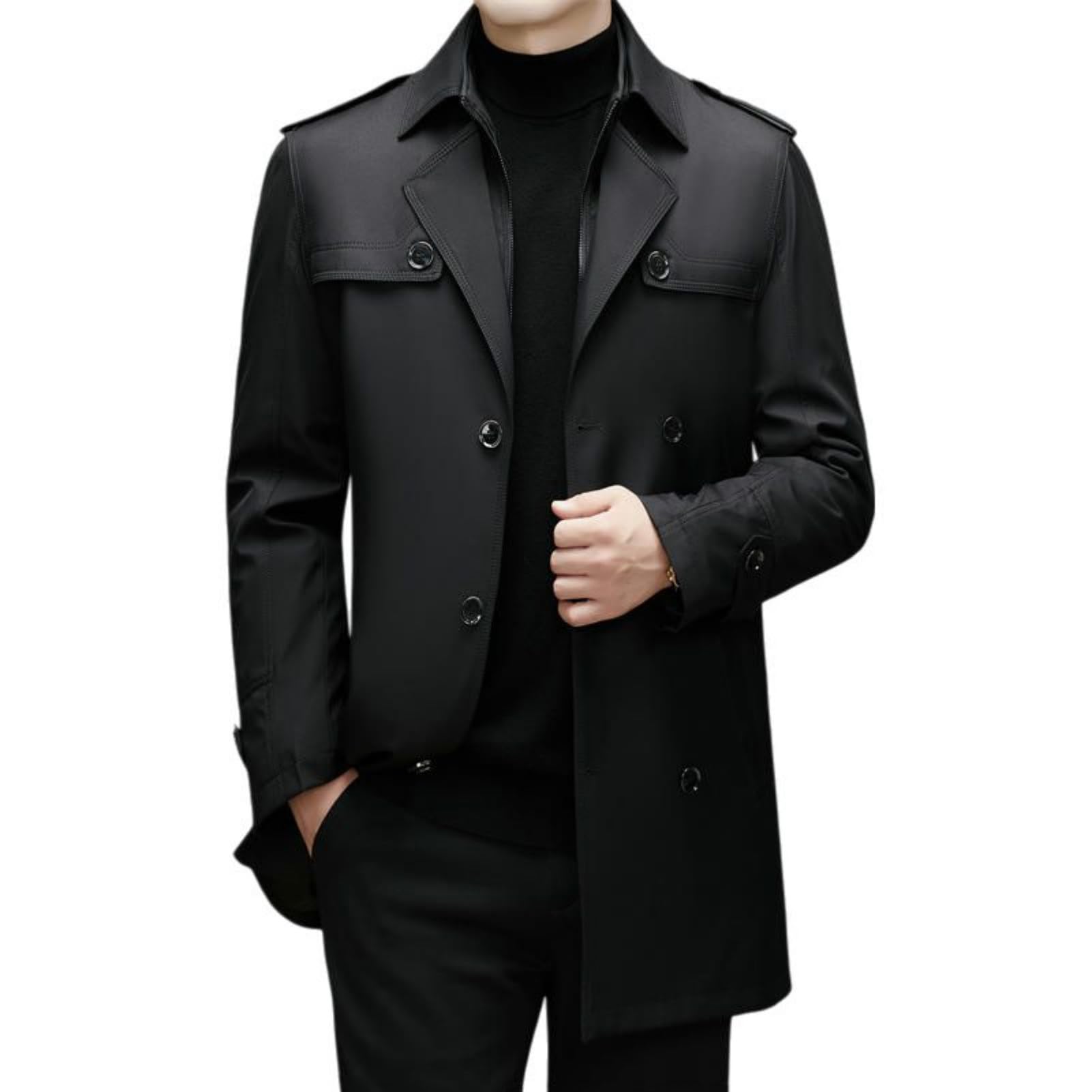Trench da uomo invernale imbottito casual con colletto rovesciato