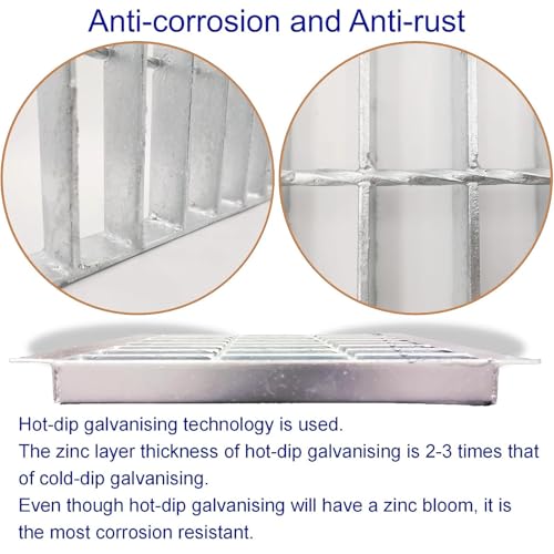 Image of Galvanized Steel Drain Grate with Lip, Channel Cover 12x12 in