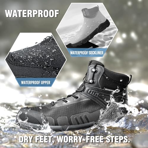 Image of FREE SOLDIER Men's Waterproof Hiking Boots Mens Lightweight Outdoor Mid Trekking Climbing Boots for Men