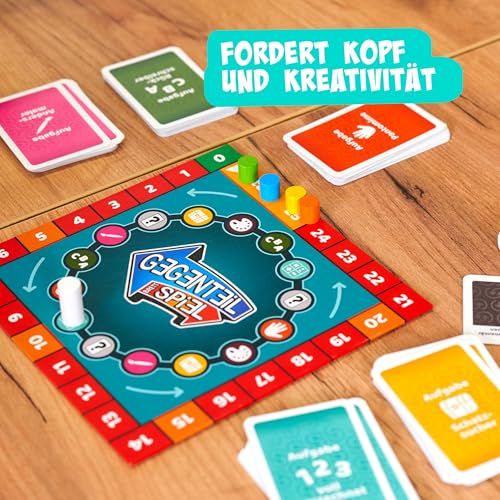 Noris 606062080 - Gegenteil Spiel (Brettspiel ab 10 Jahre) - kombinierbar mit dem Kartenspiel - verrücktes Konzentrationsspiel für Kinder und Erwachsene für 3-6 Spieler