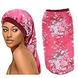 1 Pack Large Satin Sleep Bonnet Cap for Women & Girls, Elastic Wide Band Satin Bonnet Sleeping Night...