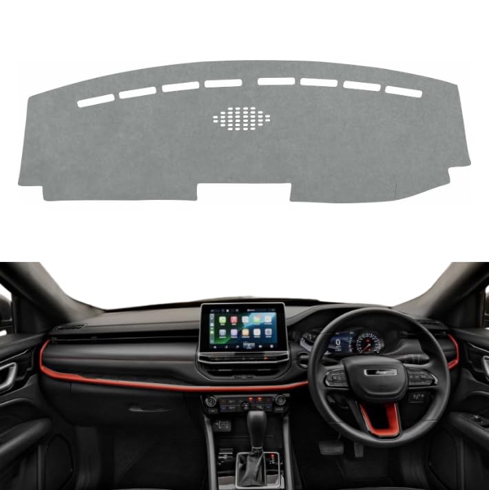 Image of Car Dashboard Cover Compatible with Jeep Compas 2021-2025, Compas Accessories, car Dashboard mat, Anti-Slip Dashboard Cover, Dash Board Cover (Grey)