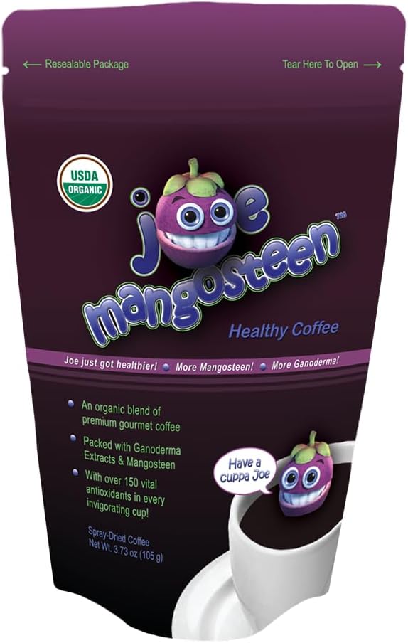 Joe Mangosteen Healthy Organic Coffee with Mangosteen & Ganoderma 12 - 3.73oz Bags (480 Servings)