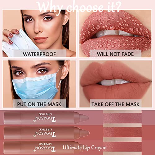 3 Colors Liquid Matte Lipstick Set,Nude Lipstick Velvet Air Moisture Smooth Crayon Lip Stain ,Ultimate Nourishing Color Stick,Matte Lipstick 24 Hour Superstay,Long Lasting Waterproof Lip Gloss Lipstick For Women Makeup (Set E) #TOP2