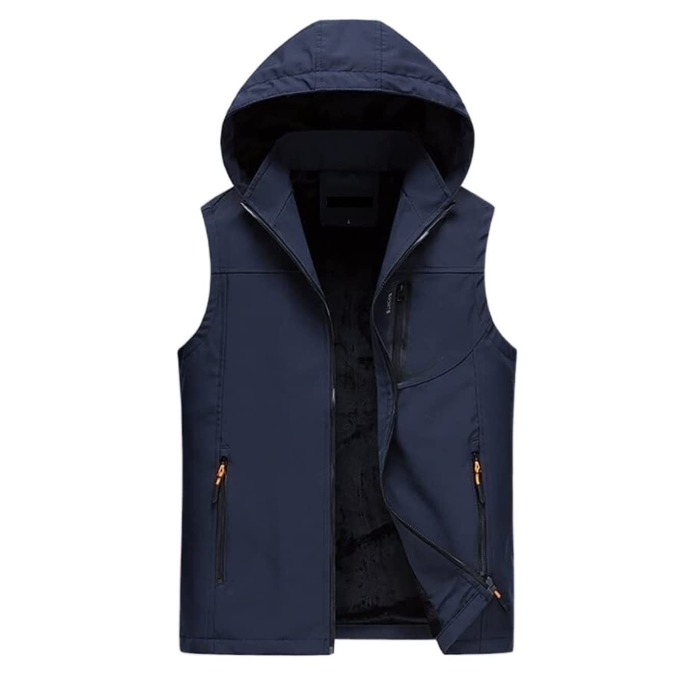 Fengjisun Unisex Blue Gilet Body Warmers Sleeveless Warmer Gilet Men's Winter Vest With Hood Outdoor Padded Outerwear Gilets(,4Xl)