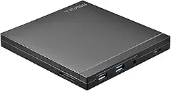 ROOFULL Unidade externa de CD/DVD com slot para cartão SD e portas USB 3.0, leitor de DVD USB-C gravador de CD ROM/RW, leitor de disco óptico para laptop Windows 11, Mac MacBook, computador Linux