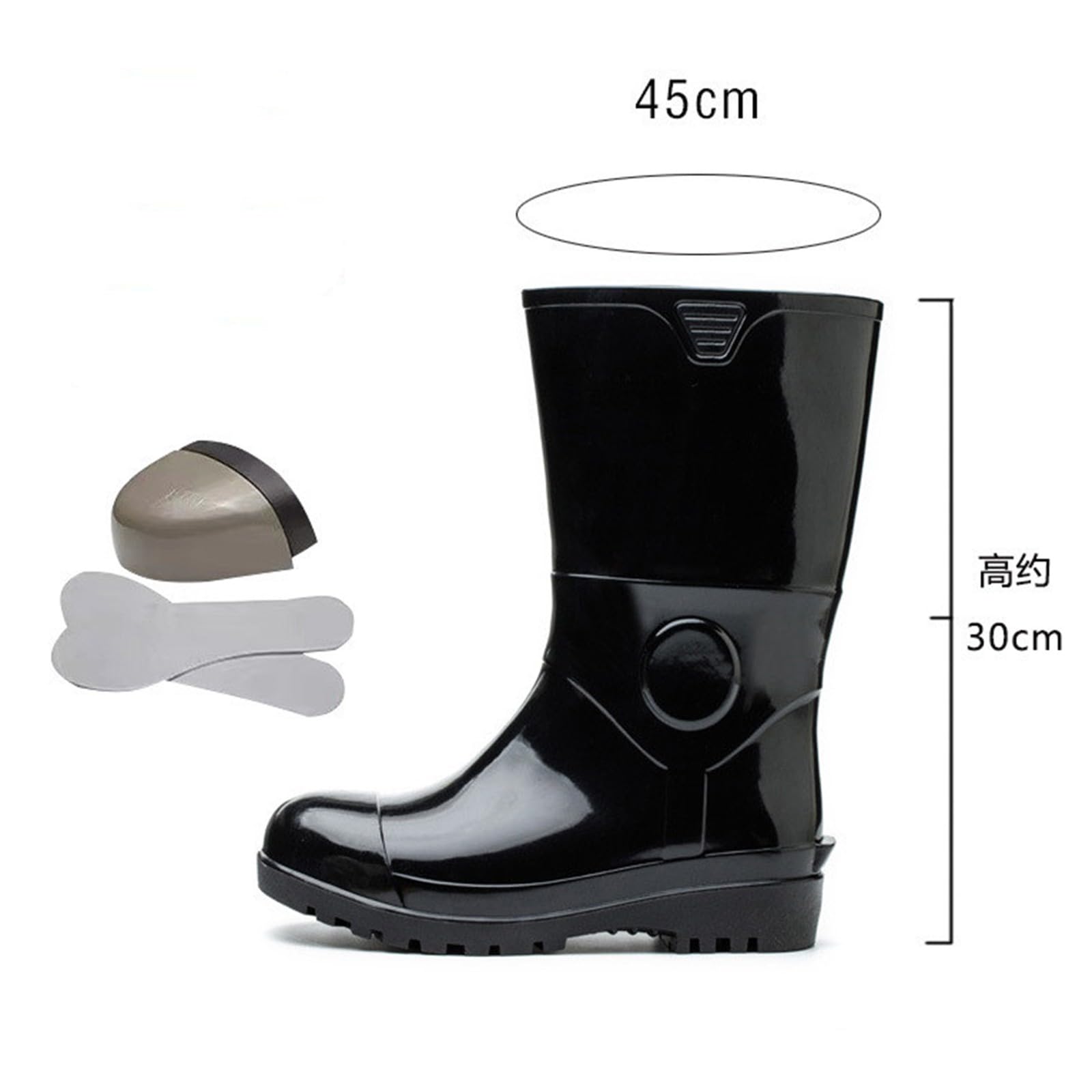 Generisch Stivali di gomma da uomo, a mezza altezza, impermeabili, slip-on, per giornate di pioggia, da giardino, pesca, attività all'aperto, da viaggio, scarpe in gomma
