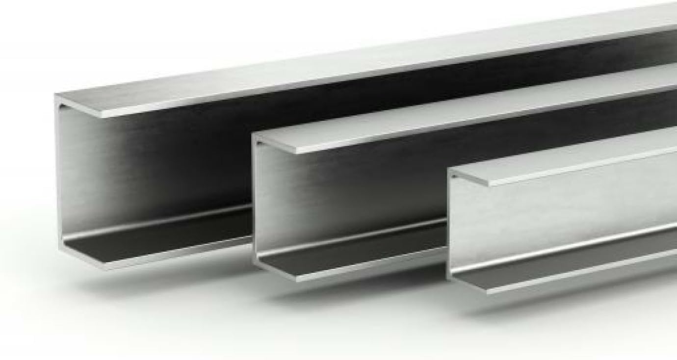 Channel U/C Profile – Mill Finish – MULTIPLE SIZES (2" x 2" x 1/8") – 6063-T6 Alloy – Durable & Rust-Resistant – For DIY & Frames & Fabrication, L: 600 mm (0.6 m)