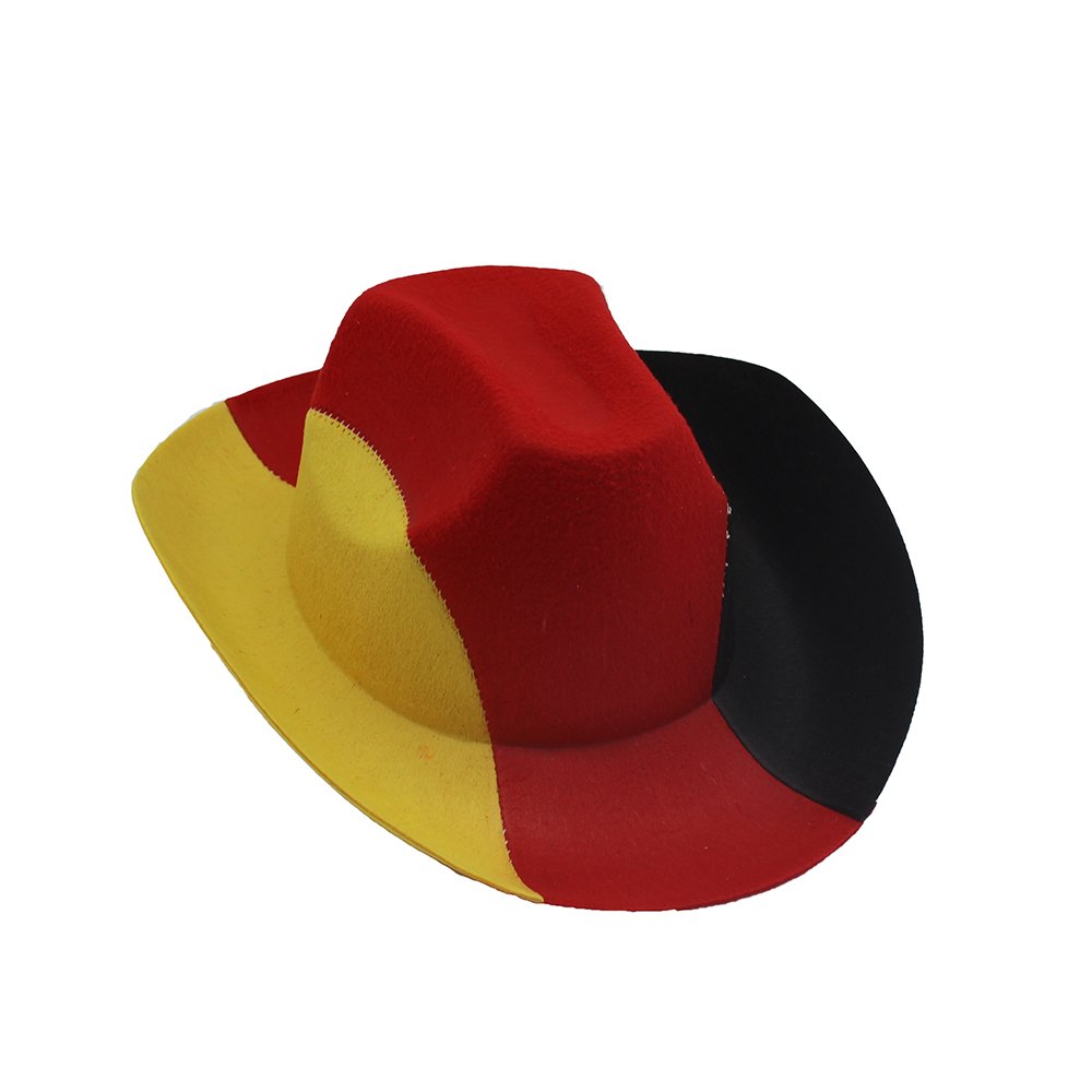 10er Set Cowboyhut Deutschland Schwarz-Rot-Gold | Fanartikel Filzhut für EM, WM & Public Viewing | Fußball Partyhut Kostüm für Erwachsene