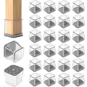 24 Pcs Chair Leg Floor Protectors Furniture Pads Floor Protectors Furniture Sliders for Protecting Hardwood/Tile/Laminate Floors from Scratches and Noise Square Medium (Fit:19-26mm)