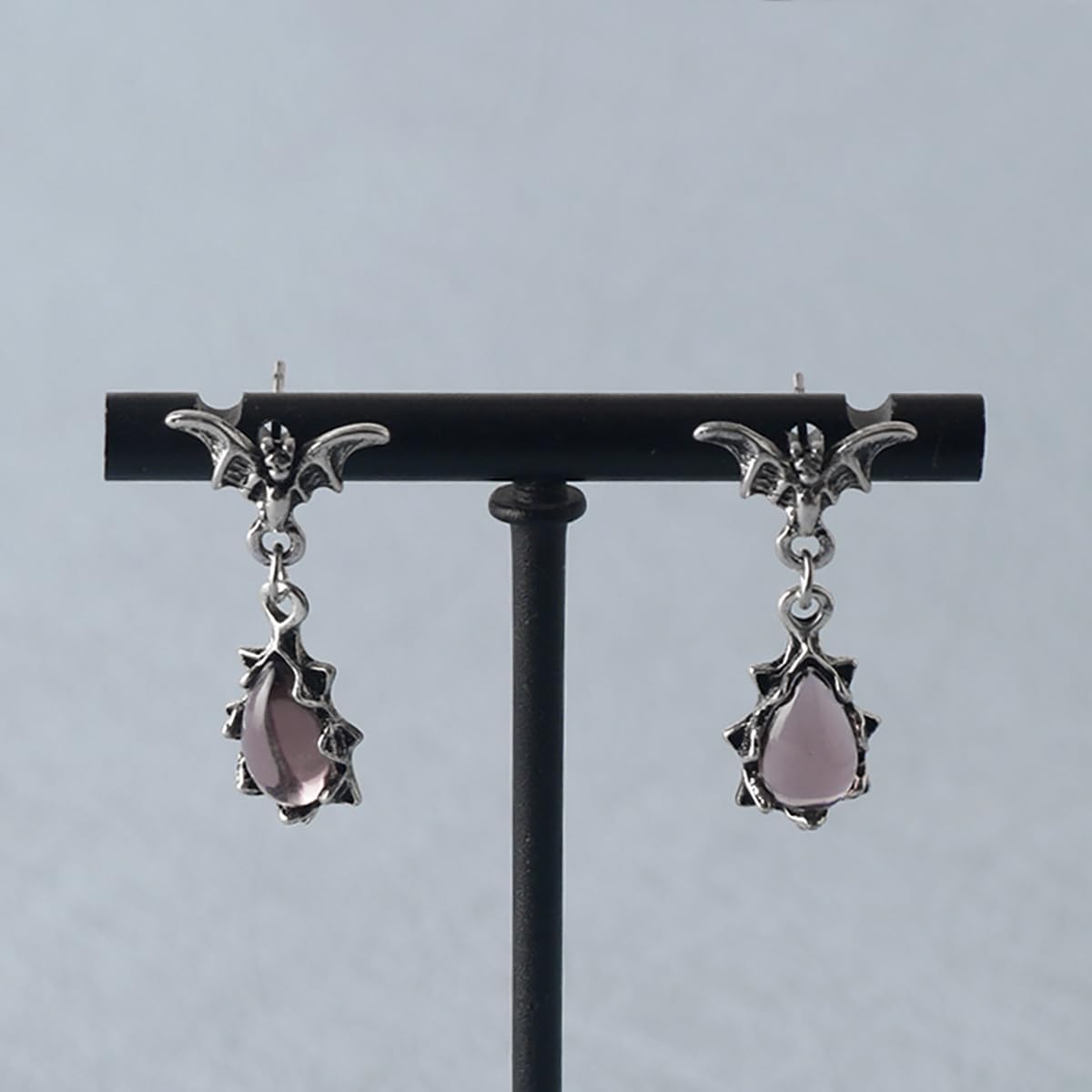 Gothic Dark Bat Zircon Earrings Vintage Red Pink Crystal Bat Dangle Drop Earrings Variety Gothic Vampire Bat Earrings Punk Rock Hip Hop Bat Animal Earrings Halloween Jewelry for Women and Men - Image 2