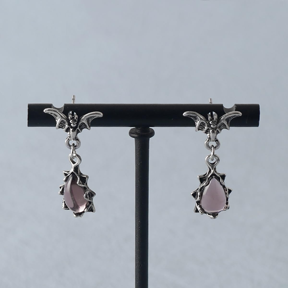 Gothic Dark Bat Zircon Earrings Vintage Red Crystal Bat Dangle Drop Earrings Variety Gothic Vampire Bat Earrings Punk Rock Hip Hop Bat Animal Earrings Halloween Jewelry for Women and Men: Pink